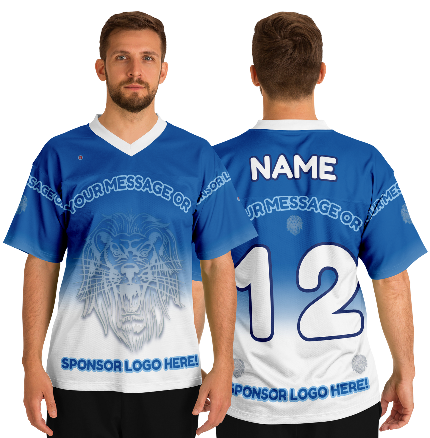 Just Being You, Your Way!-Activewear for Dudes | Add your text for free to this customizable all-over-printed football shirt.-Football Jersey - AOP - LG P1