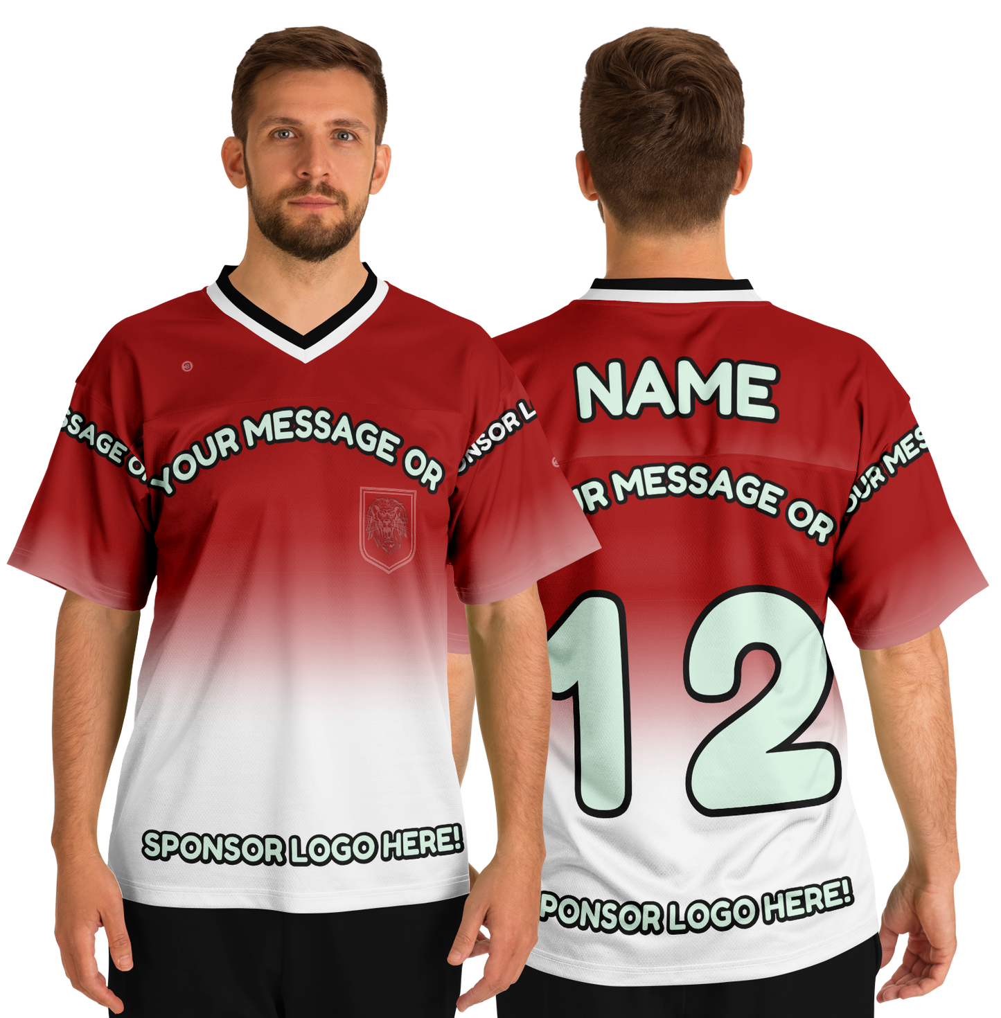 Just Being You, Your Way!-Activewear for Dudes | Add your text for free to this customizable all-over-printed football shirt.-Football Jersey - AOP - LG P1