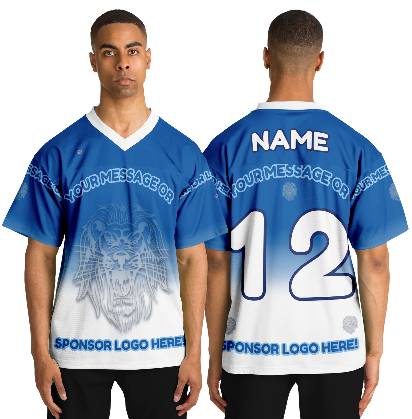 Just Being You, Your Way!-Activewear for Dudes | Add your text for free to this customizable all-over-printed football shirt.-Football Jersey - AOP - LG P1