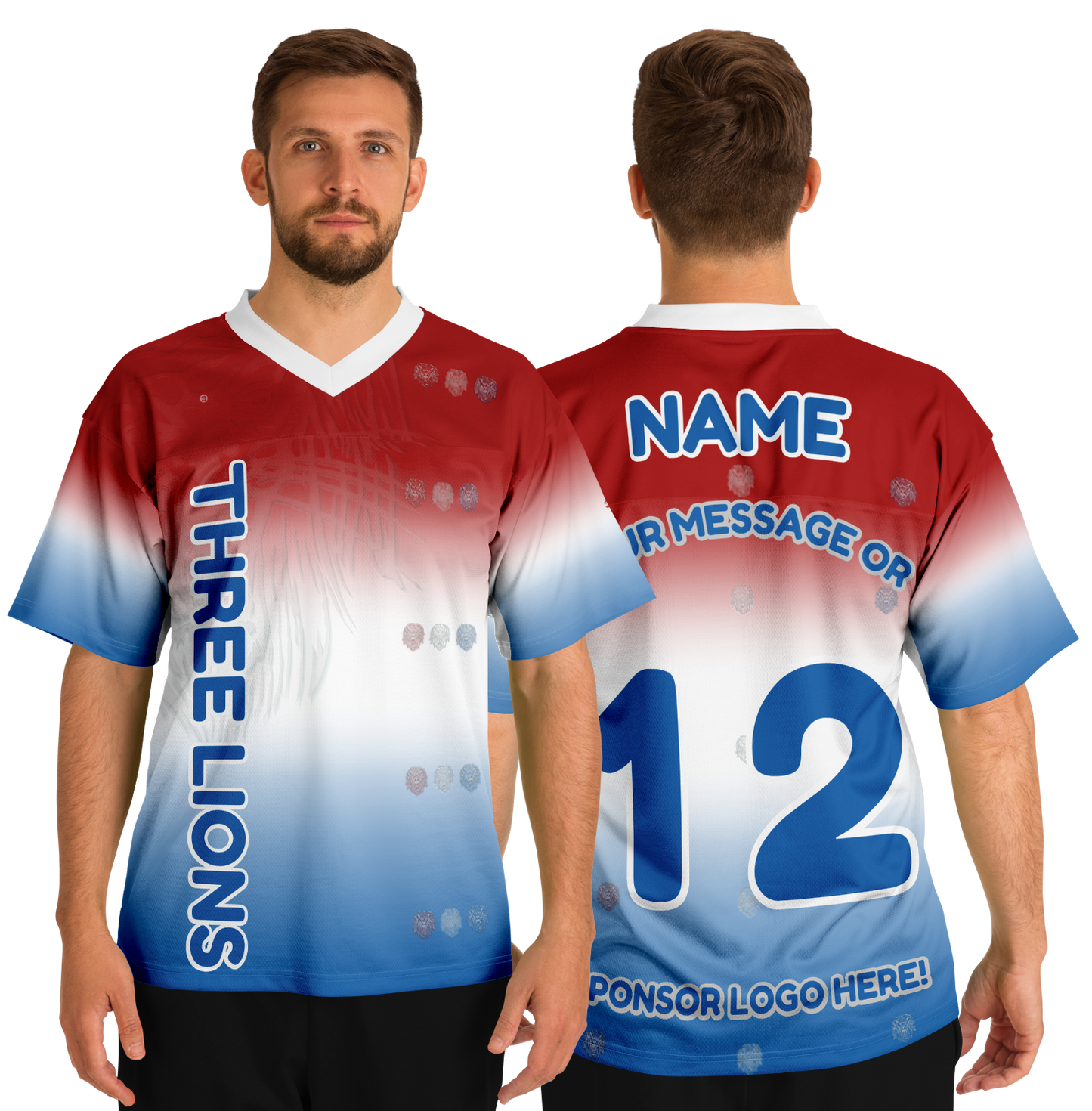 Just Being You, Your Way!-Activewear for Dudes | Add your text for free to this customizable all-over-printed football shirt.-Football Jersey - AOP - LG P1