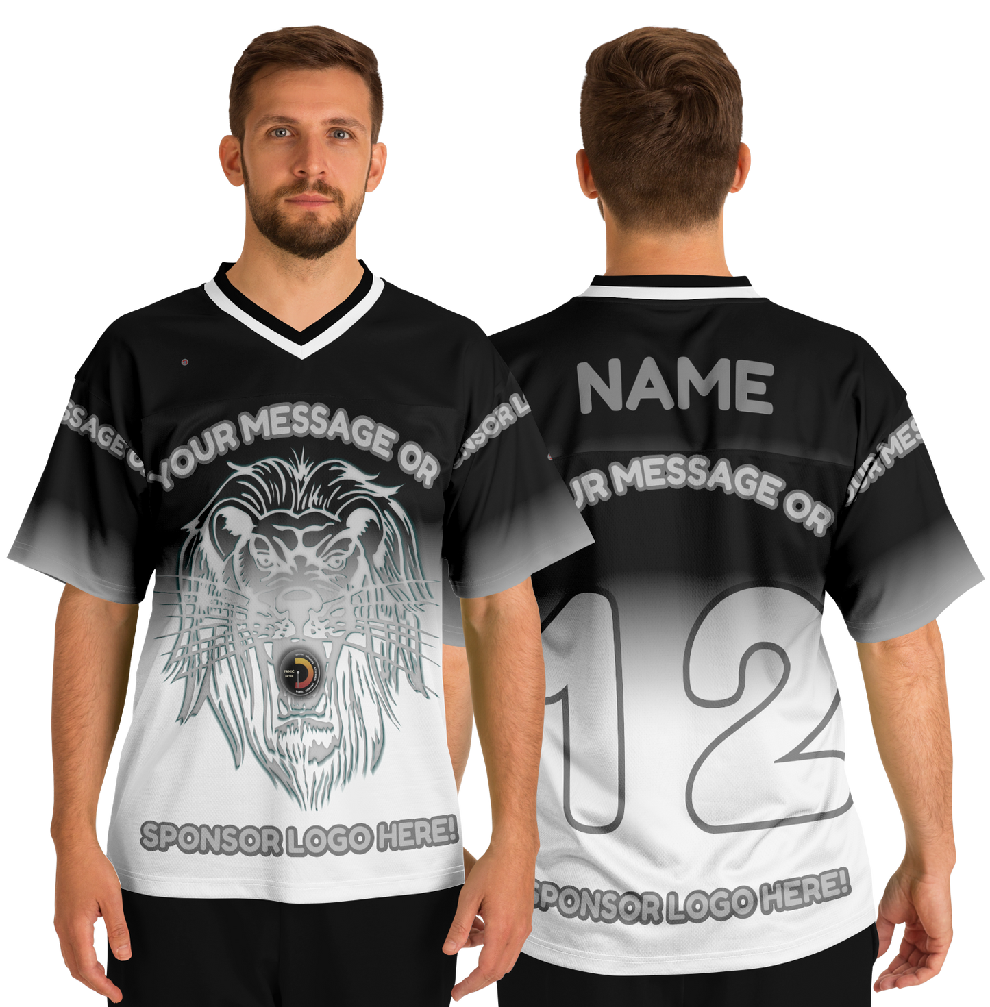 Just Being You, Your Way!-Activewear for Dudes | Add your text for free to this customizable all-over-printed football shirt.-Football Jersey - AOP - LG P1