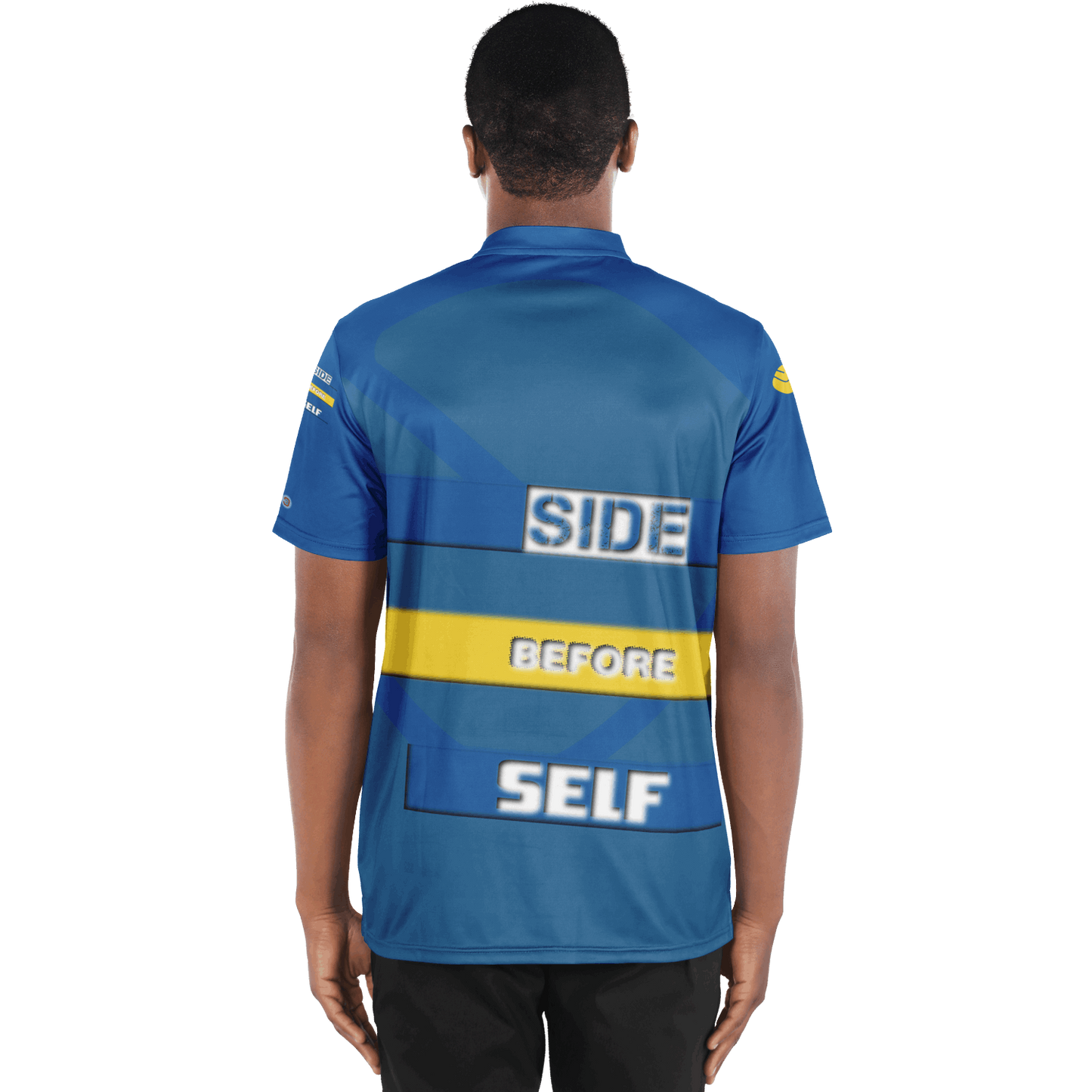 Just Being You, Your Way!-Avctivewear for Dudes | Side Before Self Polo Shirt, Blade Collar-Blade Collar Polo Shirt - AOP - SBS P0P1P2P3