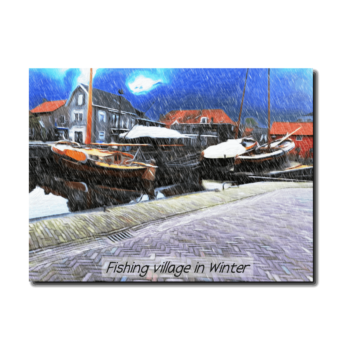 Just Being You, Your Way!-Canvas Wall Art | Fishing village in a snow storm-Canvas Print - FVSS P0P1P2P3