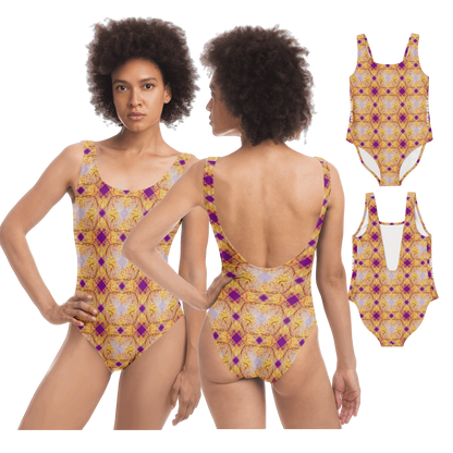  Just Being You, Your Way!-Activewear for Divas | Wow everyone at the beach or the pool with this 1-piece swimsuit.-One-Piece Swimsuit - AOP - MIX P0P1P2P3