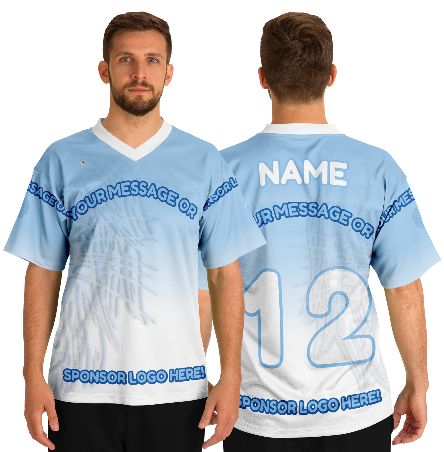  Just Being You, Your Way!-Activewear for Dudes | Add your text for free to this customizable all-over-printed football shirt.-Football Jersey - AOP - LG P1