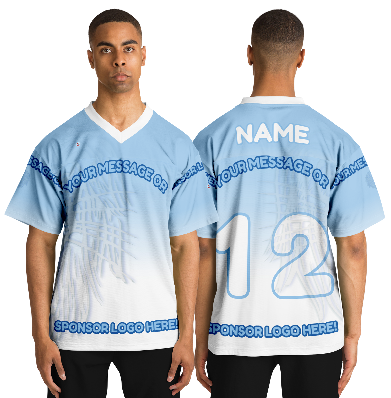  Just Being You, Your Way!-Activewear for Dudes | Add your text for free to this customizable all-over-printed football shirt.-Football Jersey - AOP - LG P1