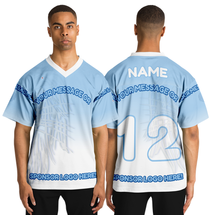  Just Being You, Your Way!-Activewear for Dudes | Add your text for free to this customizable all-over-printed football shirt.-Football Jersey - AOP - LG P1