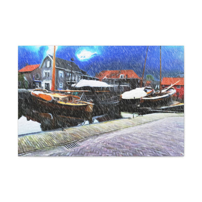  Just Being You, Your Way!-Canvas Wall Art | Fishing village in a snow storm-Canvas Print - FVSS P0P1P2P3