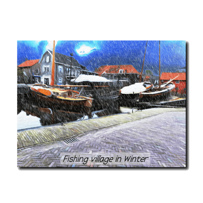  Just Being You, Your Way!-Canvas Wall Art | Fishing village in a snow storm-Canvas Print - FVSS P0P1P2P3