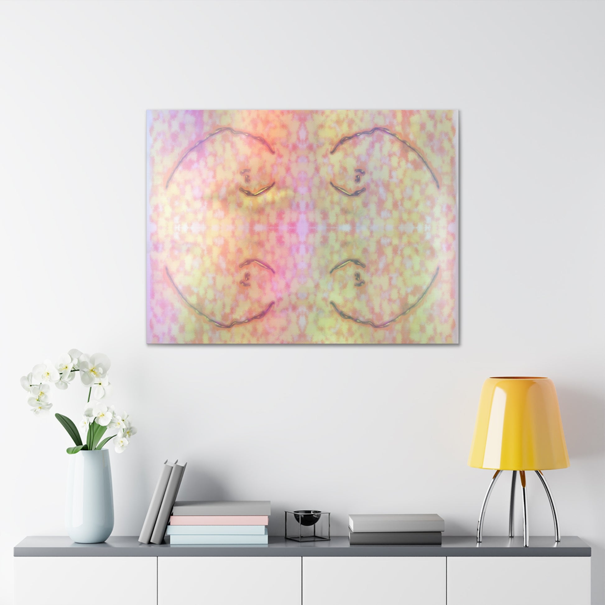  Just Being You, Your Way!-Canvas Wall Art | Four fish in a rainbow-colored sea captures the beauty and mystery of the deep-Canvas Print - 4F P0P1P2P3