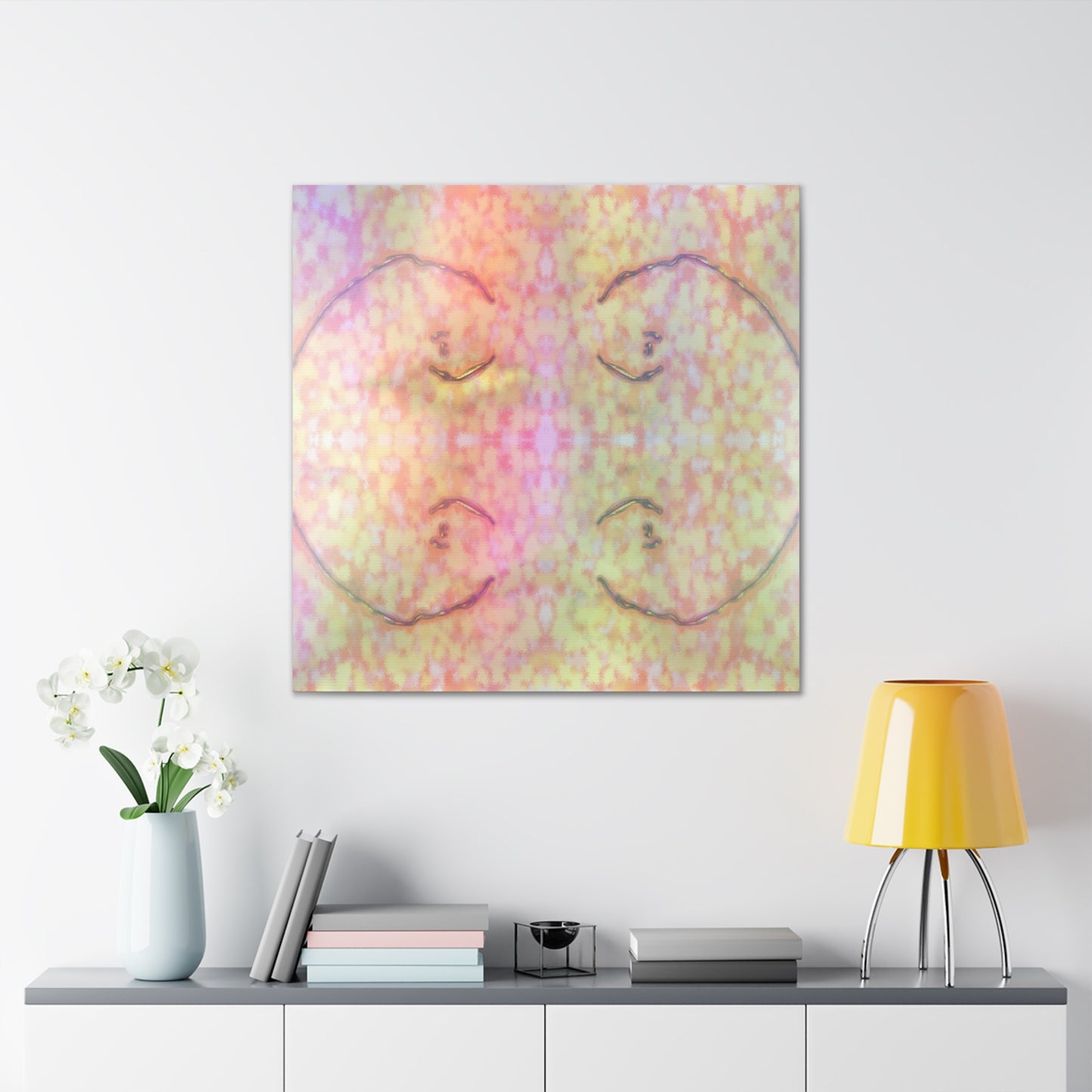  Just Being You, Your Way!-Canvas Wall Art | Four fish in a rainbow-colored sea captures the beauty and mystery of the deep-Canvas Print - 4F P0P1P2P3