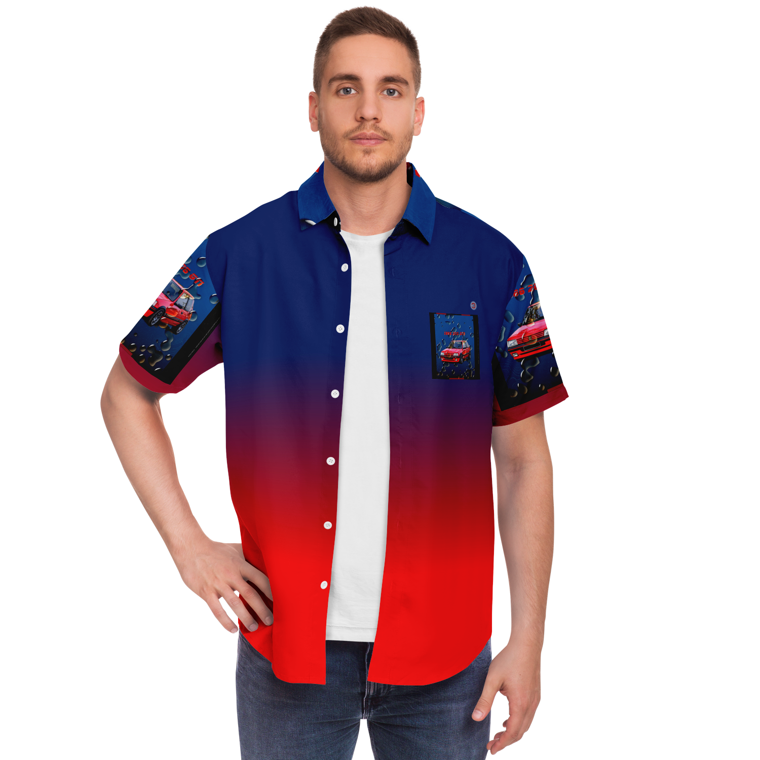  Just Being You, Your Way!-Casualwear for Dudes | 205 GTi short sleeved garage shirt-Short Sleeve Garage Shirt - AOP - 205 GTi P0P1P2P3