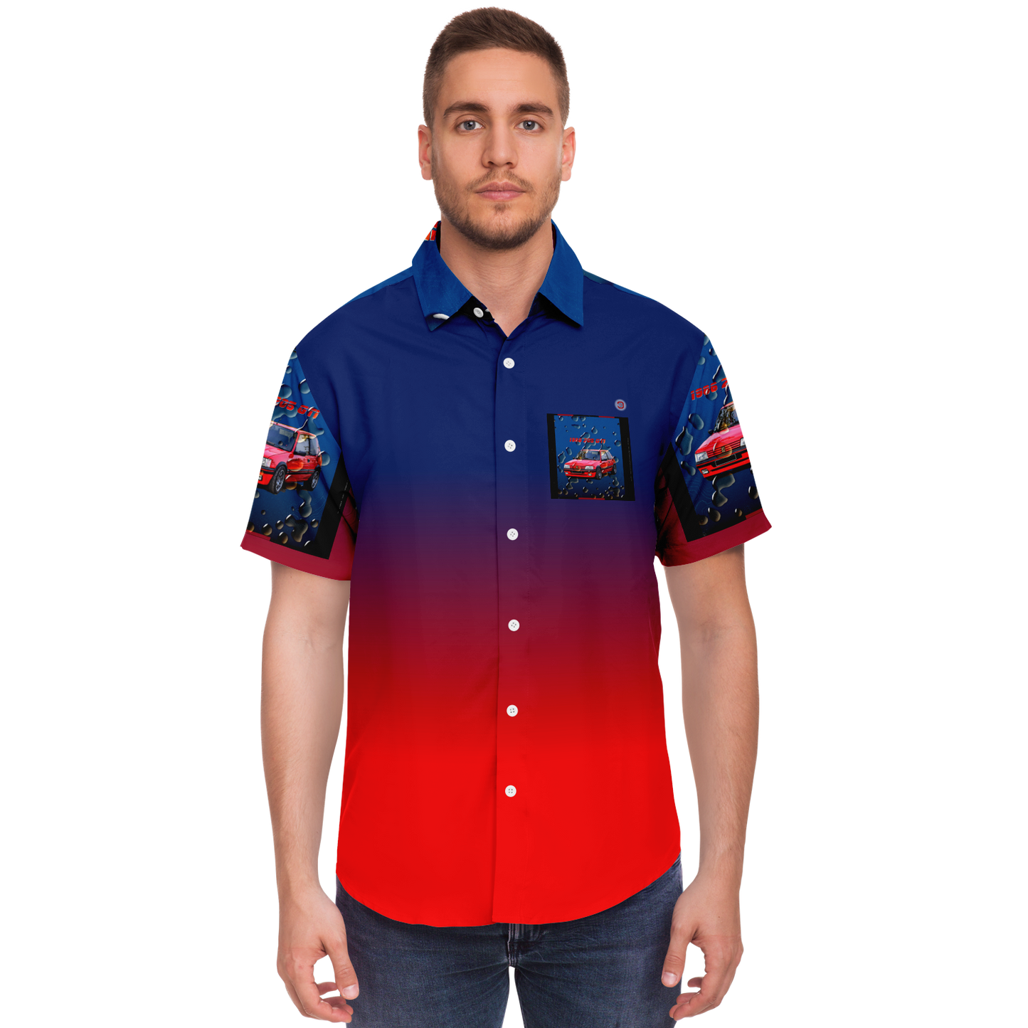  Just Being You, Your Way!-Casualwear for Dudes | 205 GTi short sleeved garage shirt-Short Sleeve Garage Shirt - AOP - 205 GTi P0P1P2P3