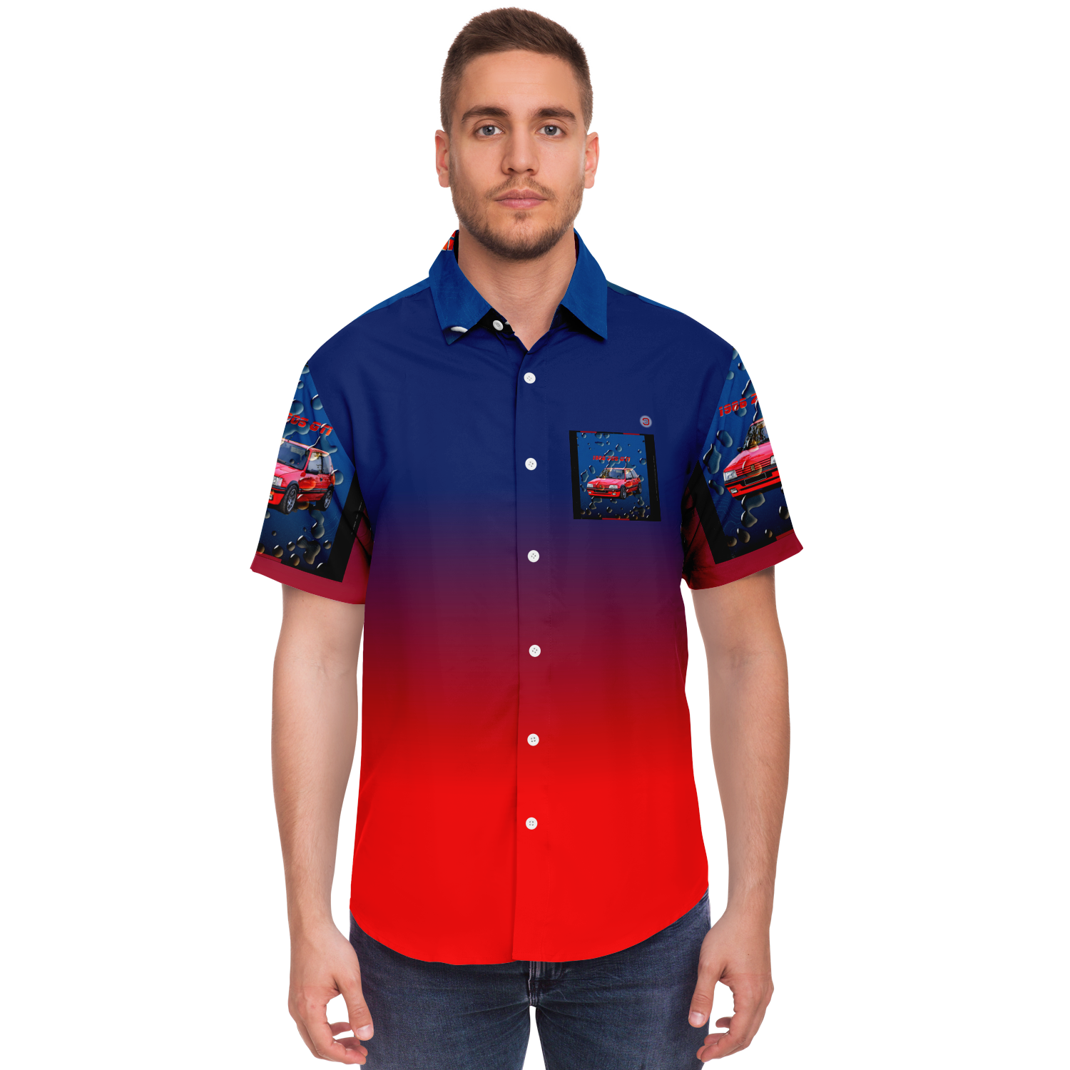  Just Being You, Your Way!-Casualwear for Dudes | 205 GTi short sleeved garage shirt-Short Sleeve Garage Shirt - AOP - 205 GTi P0P1P2P3