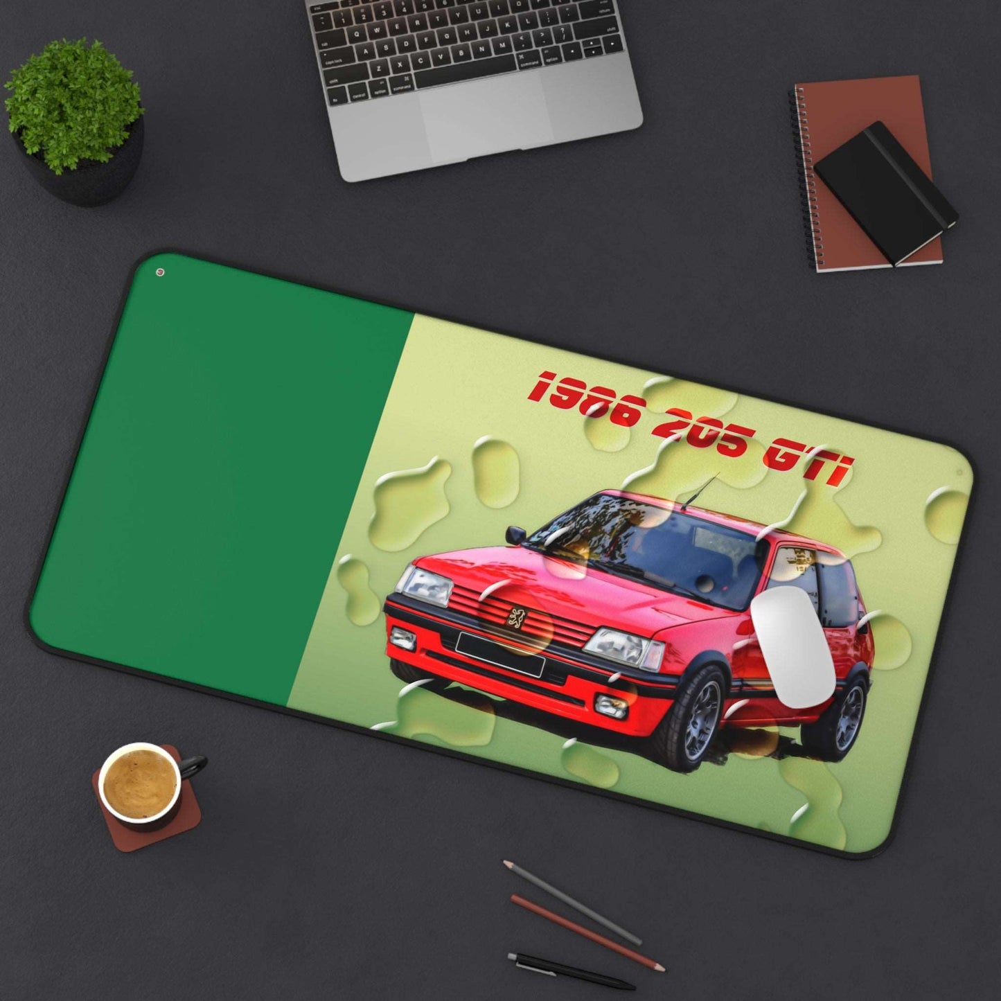  Just Being You, Your Way!-Desk mat | 205 1.9 GTi. Give your auto shop, home office or cave some automotive flair or personalize it with an artist's impression of your own beast for something truly unique.-Desk Mats - 205 GTi P0P1P2P3