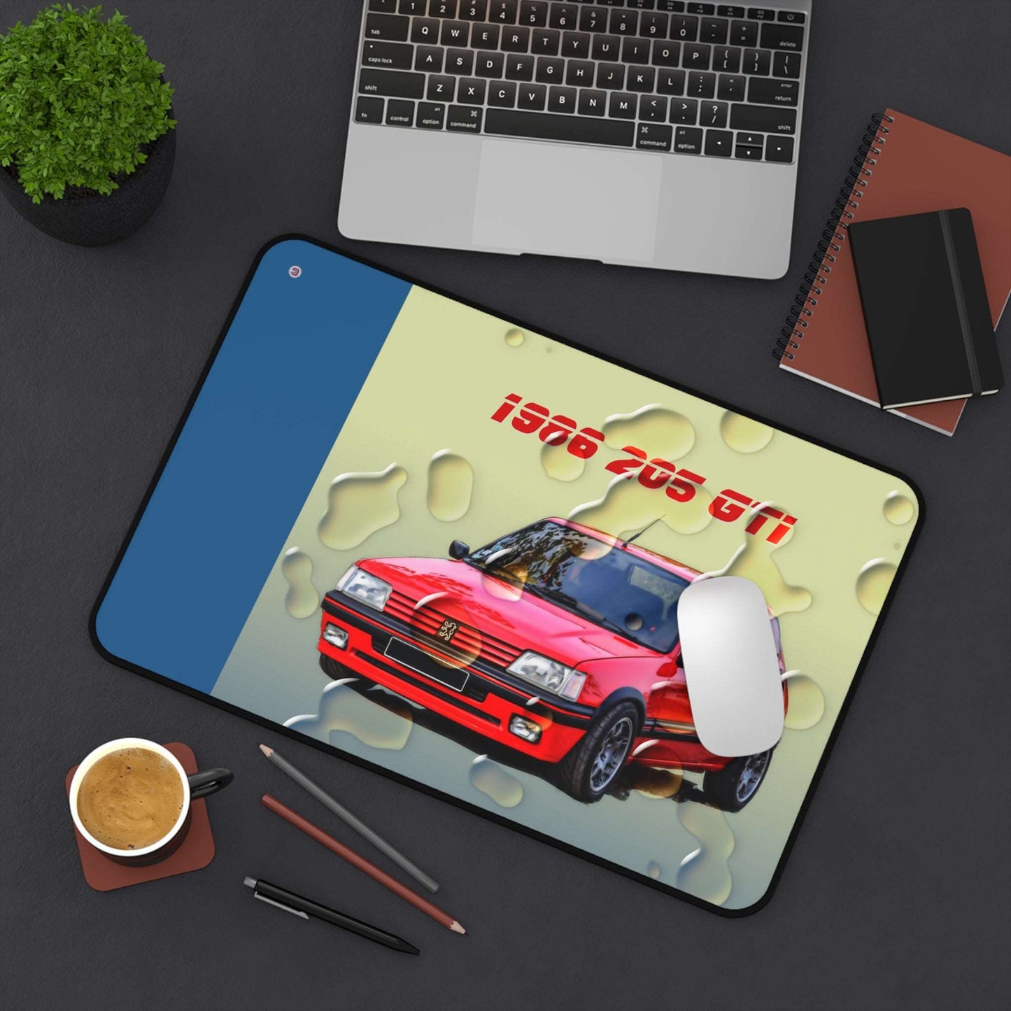  Just Being You, Your Way!-Desk mat | 205 1.9 GTi. Give your auto shop, home office or cave some automotive flair or personalize it with an artist's impression of your own beast for something truly unique.-Desk Mats - 205 GTi P0P1P2P3