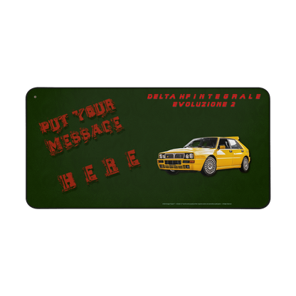  Just Being You, Your Way!-Desk mat | Delta HF Integrale Evo 2. Give your auto shop, home office or cave some automotive flair or personalize it with an artist's impression of your own beast for something truly unique.-Desk Mats - DELTA HF INTEGRALE EVO 2 P0P1P2P3