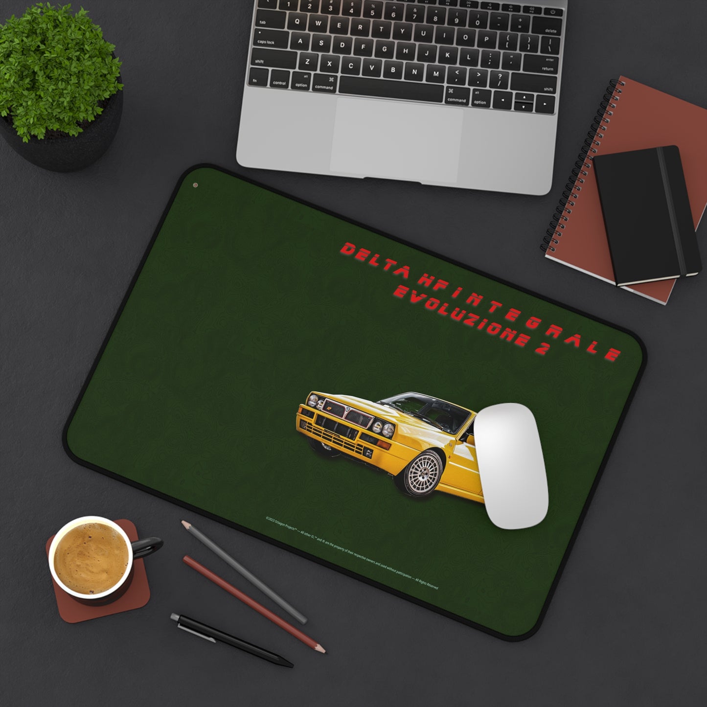  Just Being You, Your Way!-Desk mat | Delta HF Integrale Evo 2. Give your auto shop, home office or cave some automotive flair or personalize it with an artist's impression of your own beast for something truly unique.-Desk Mats - DELTA HF INTEGRALE EVO 2 P0P1P2P3